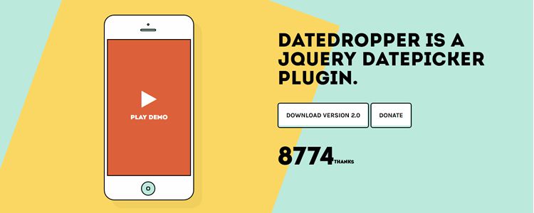 Datedropper js easy install jQuery datepicker plugin