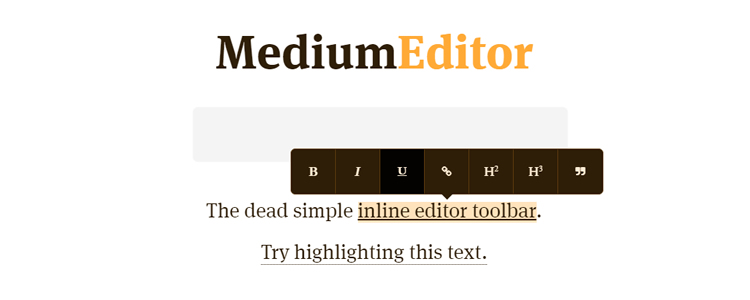 vanilla JavaScript MediumEditor lightweight Medium WYSIWYG inline editor toolbar clone