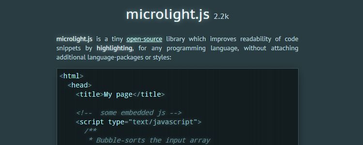 Microlight.js code highlighting library improves readability