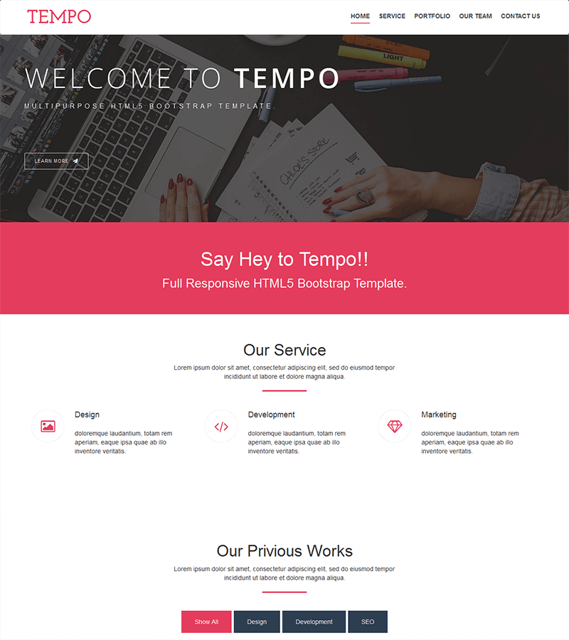 Tempo Free Bootstrap Theme