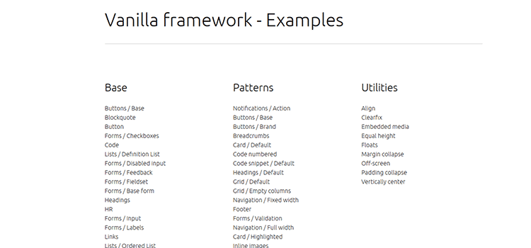Vanilla Framework