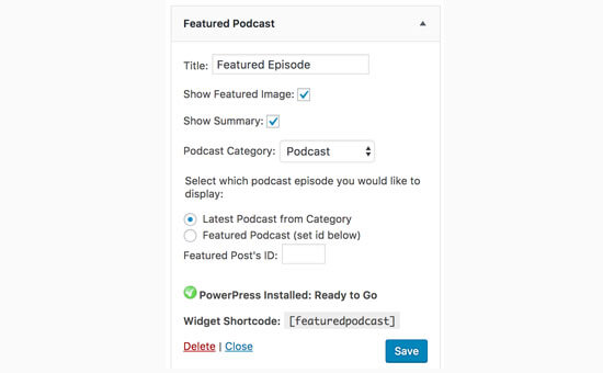 Featured podcast widget